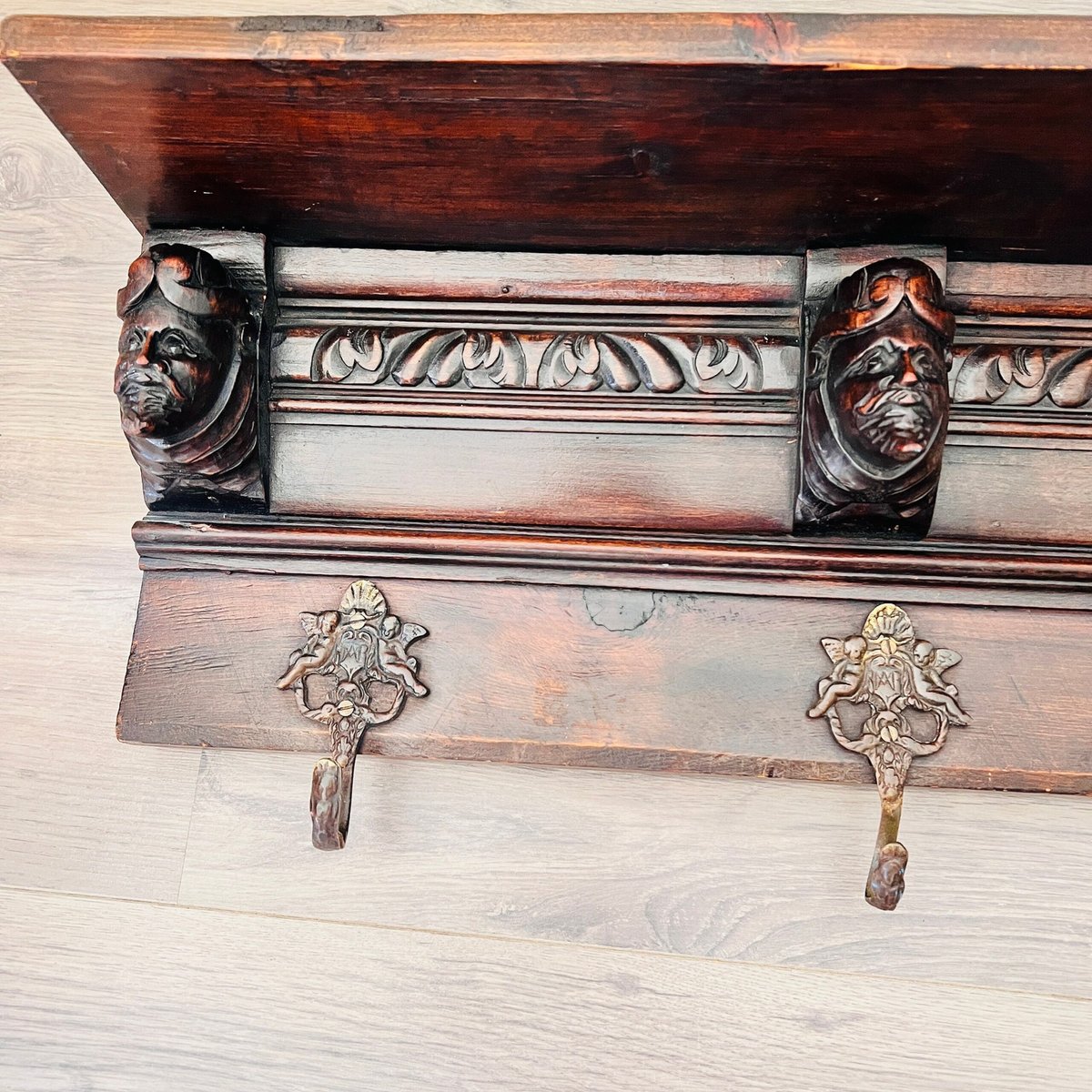 Antique Dutch Wall Hanger Coat Rack with Shelf for sale at Pamono — free download