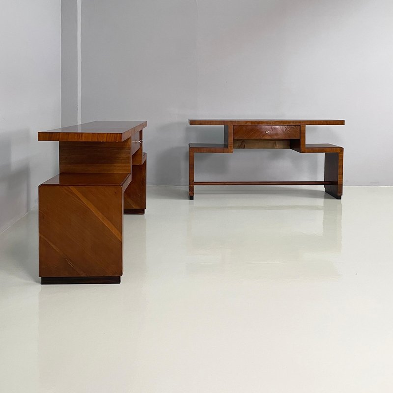 Italian Art Deco Wooden Rectangular Console Tables with Drawer, 1940s ...