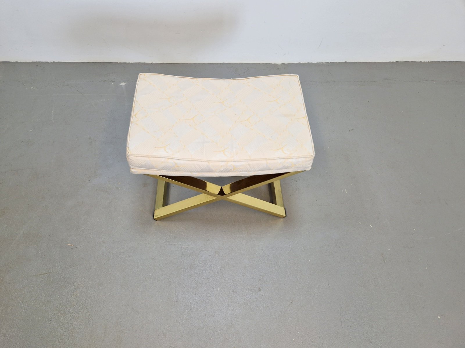 Vintage Regency Brass Cross Stool, Italy, 1970s for sale at Pamono