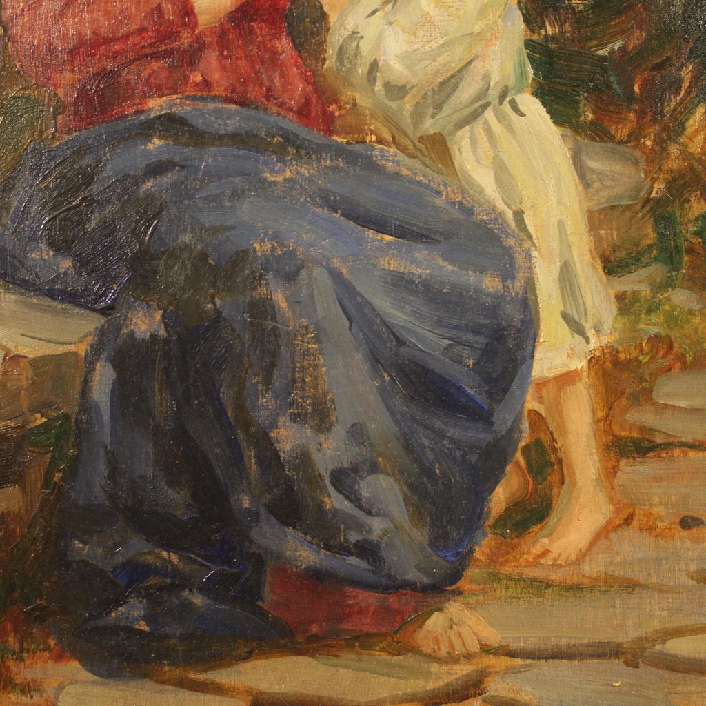 G. Grassis, Figurative Scene, 20th Century, Oil Painting, Framed for