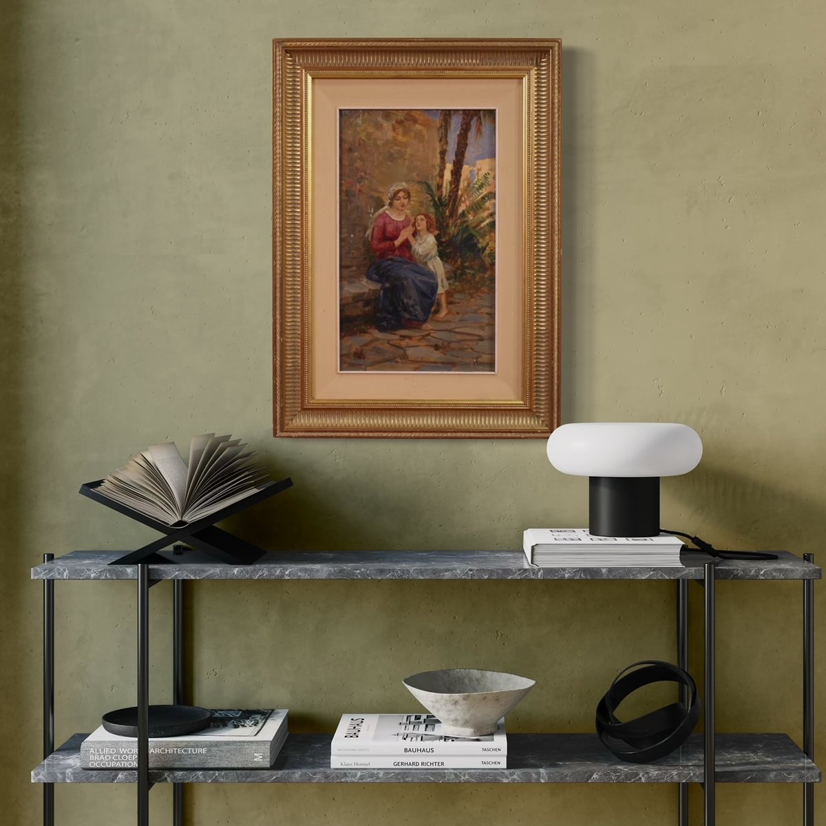 G. Grassis, Figurative Scene, 20th Century, Oil Painting, Framed for