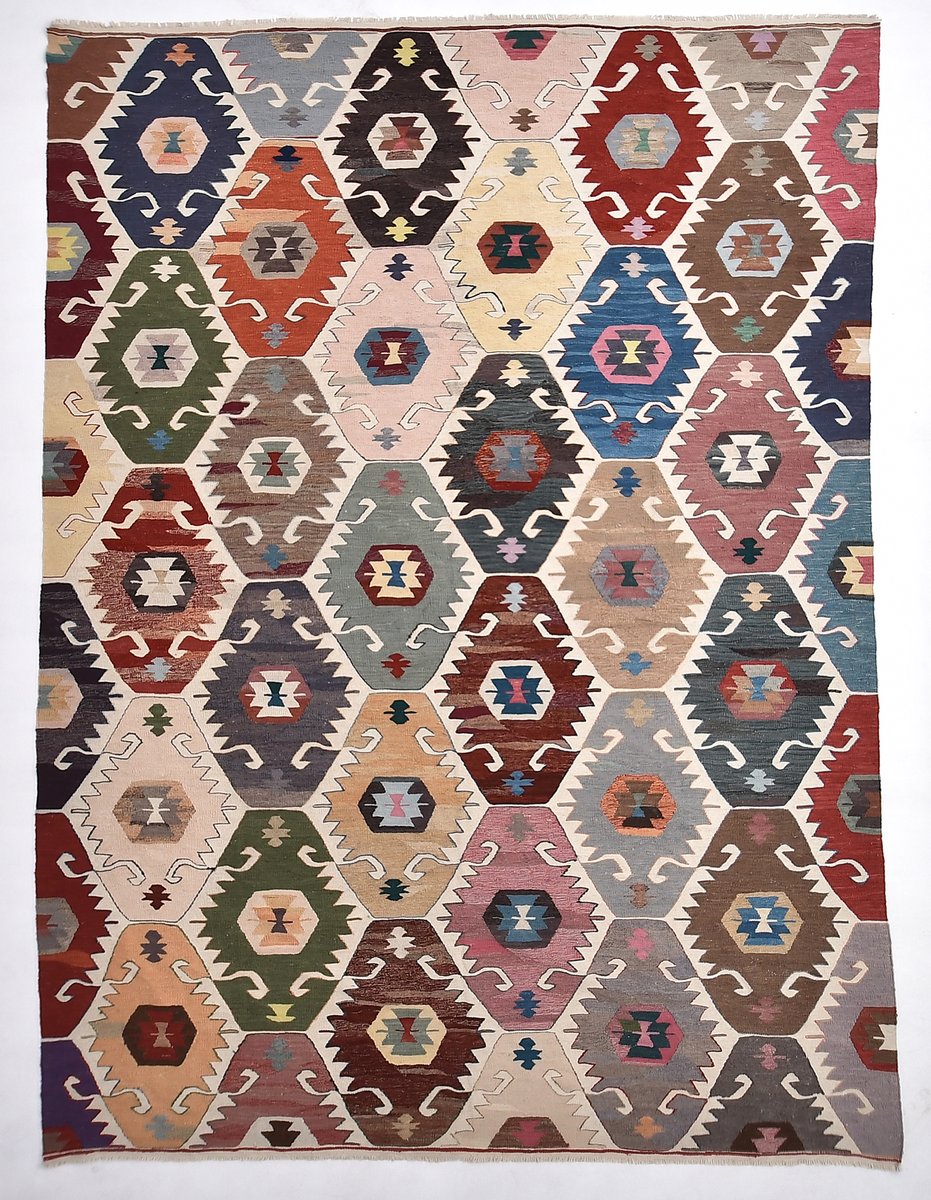 Colorful Soft Color Kilim Rug, 1960s for sale at Pamono