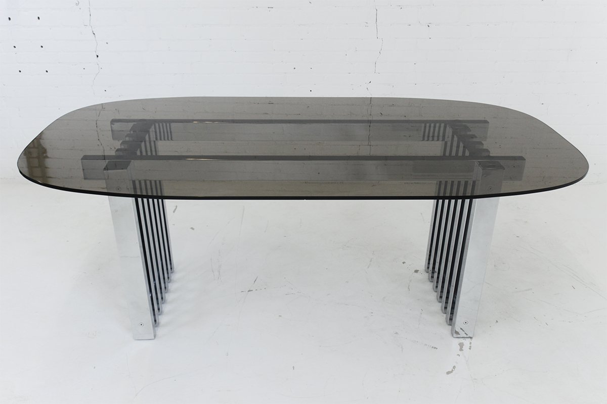 Mid Century Modern Chrome And Gl Dining Table 1970s For At Mid Century Modern Chrome And Gl Dining Table 1970s