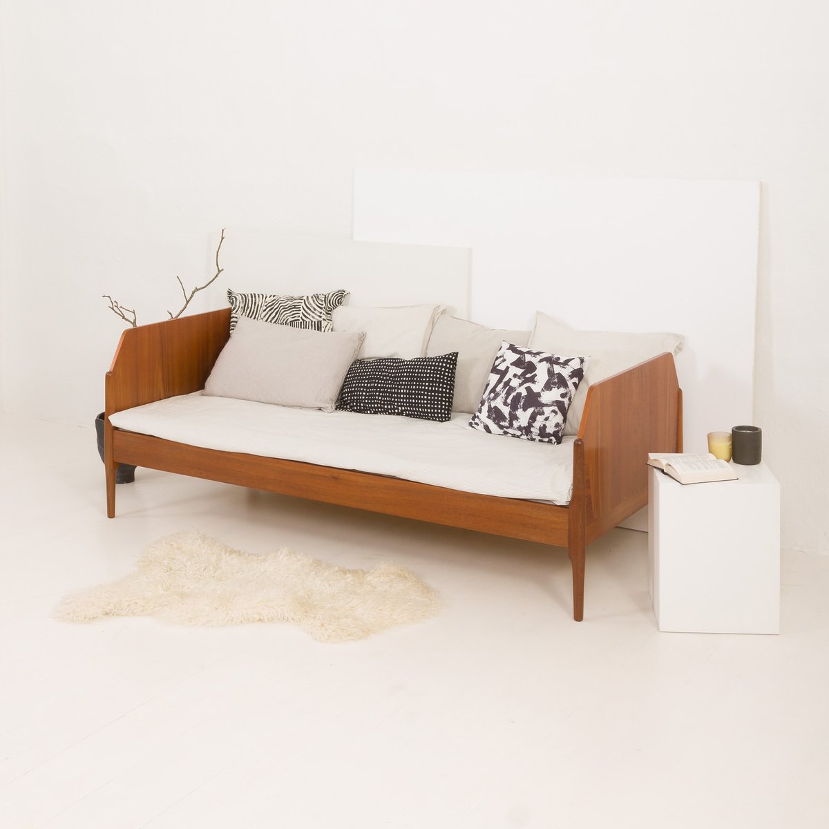 Mid-Century Danish Teak Bed, 1960s for sale at Pamono