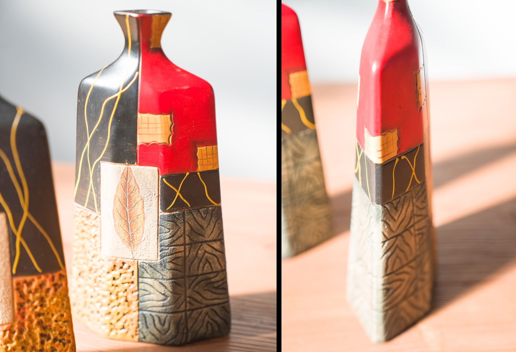 Stunning Geometric Patterned Textured Vase Decor image