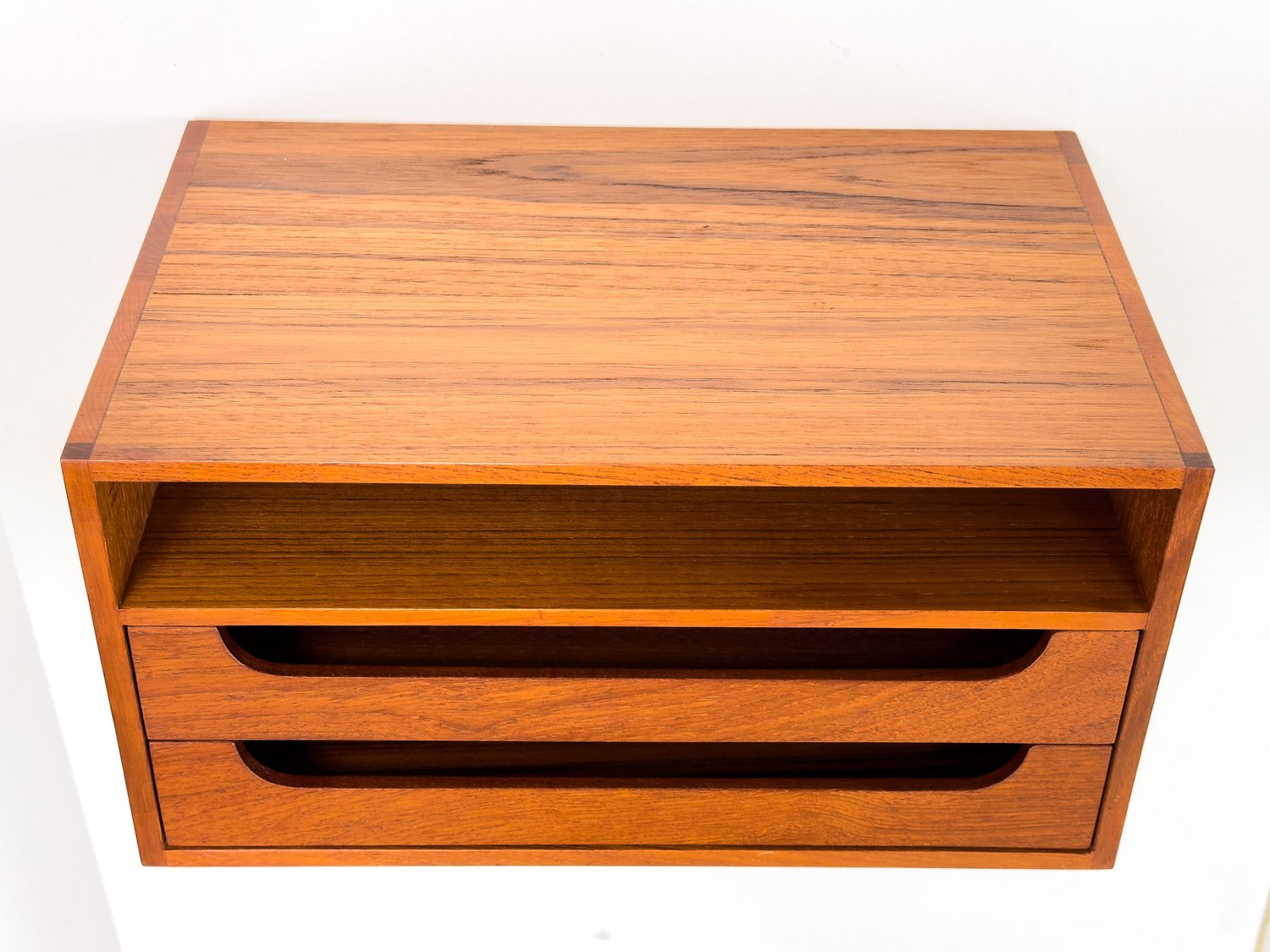 Vintage 1960s Teak Hanging Telephone Table - Medieval Style Wall-Mounted Bedside Stand With Storage