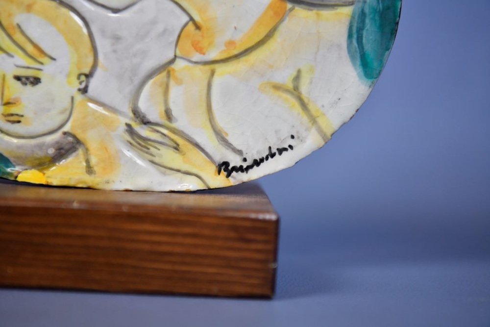 Ceramic Plate Painted with Picture by Remo Brindisi for Giuseppe