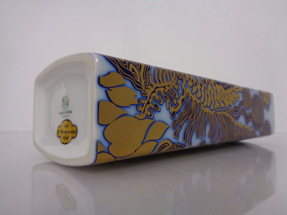 Pop Art Hutschenreuther Cobalt Porcelain Vase by Hermann Schwahn