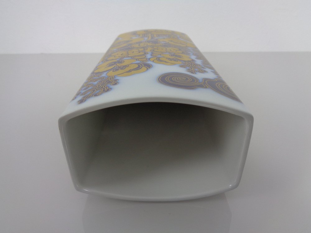 Pop Art Hutschenreuther Cobalt Porcelain Vase by Hermann Schwahn