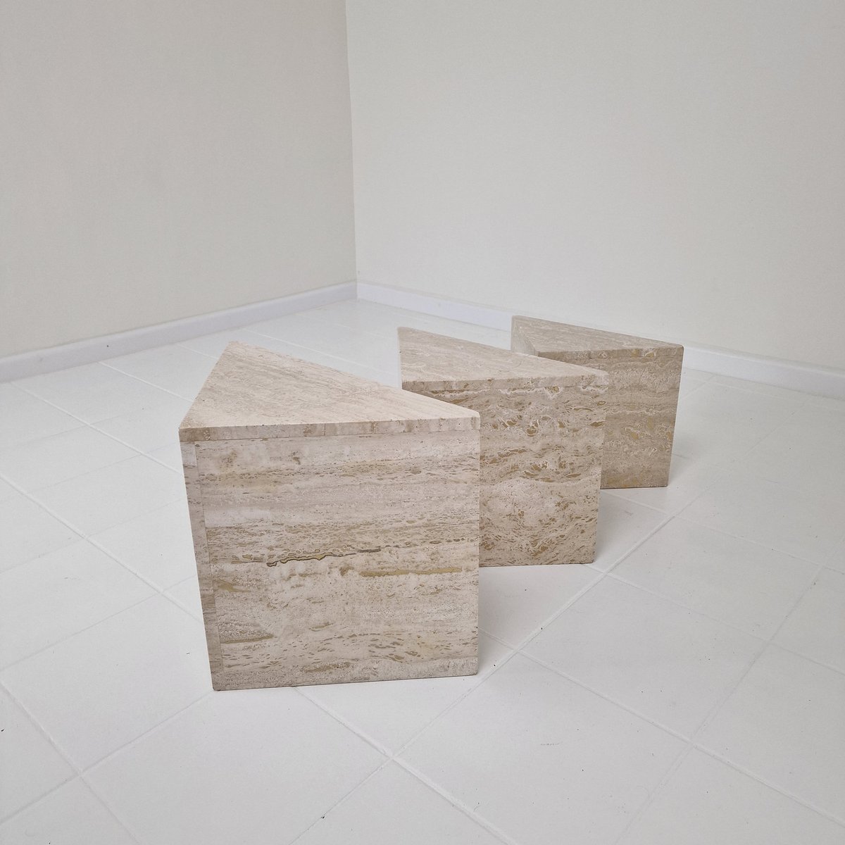 Italian Travertine Nesting Tables, 1980s, Set of 3 for sale at Pamono