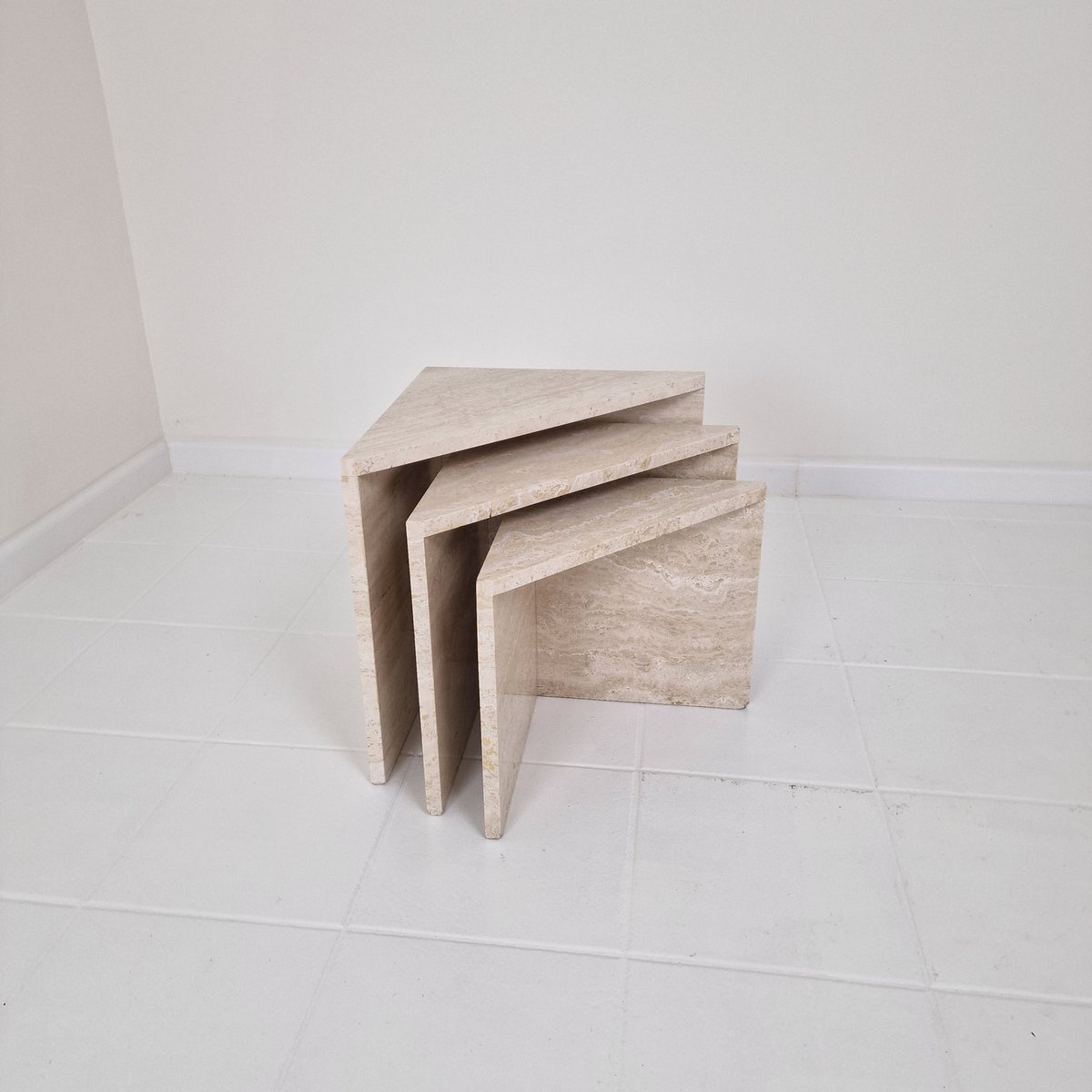 Italian Travertine Nesting Tables, 1980s, Set of 3 for sale at Pamono