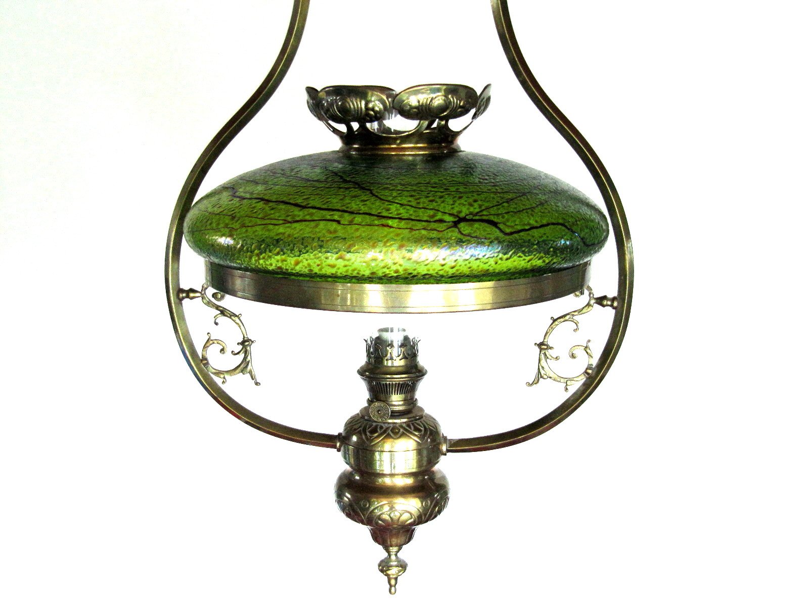 Antike Österreichische Jugendstil Lampe Mit Glasleuchten