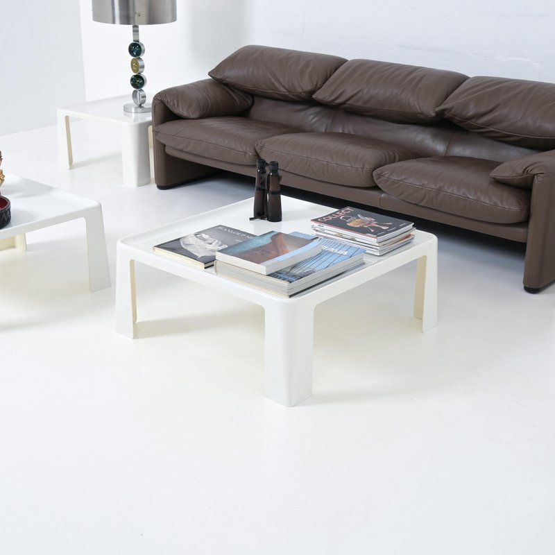 Table Basse Amanta Mario Bellini B&B Italia 1969 – Résine Blanche – Occasion