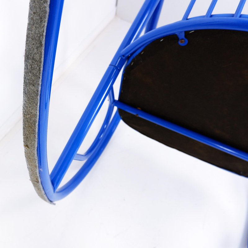 Blue Lacquered Tubular Metal Rocking Chair, 1970s for sale at Pamono