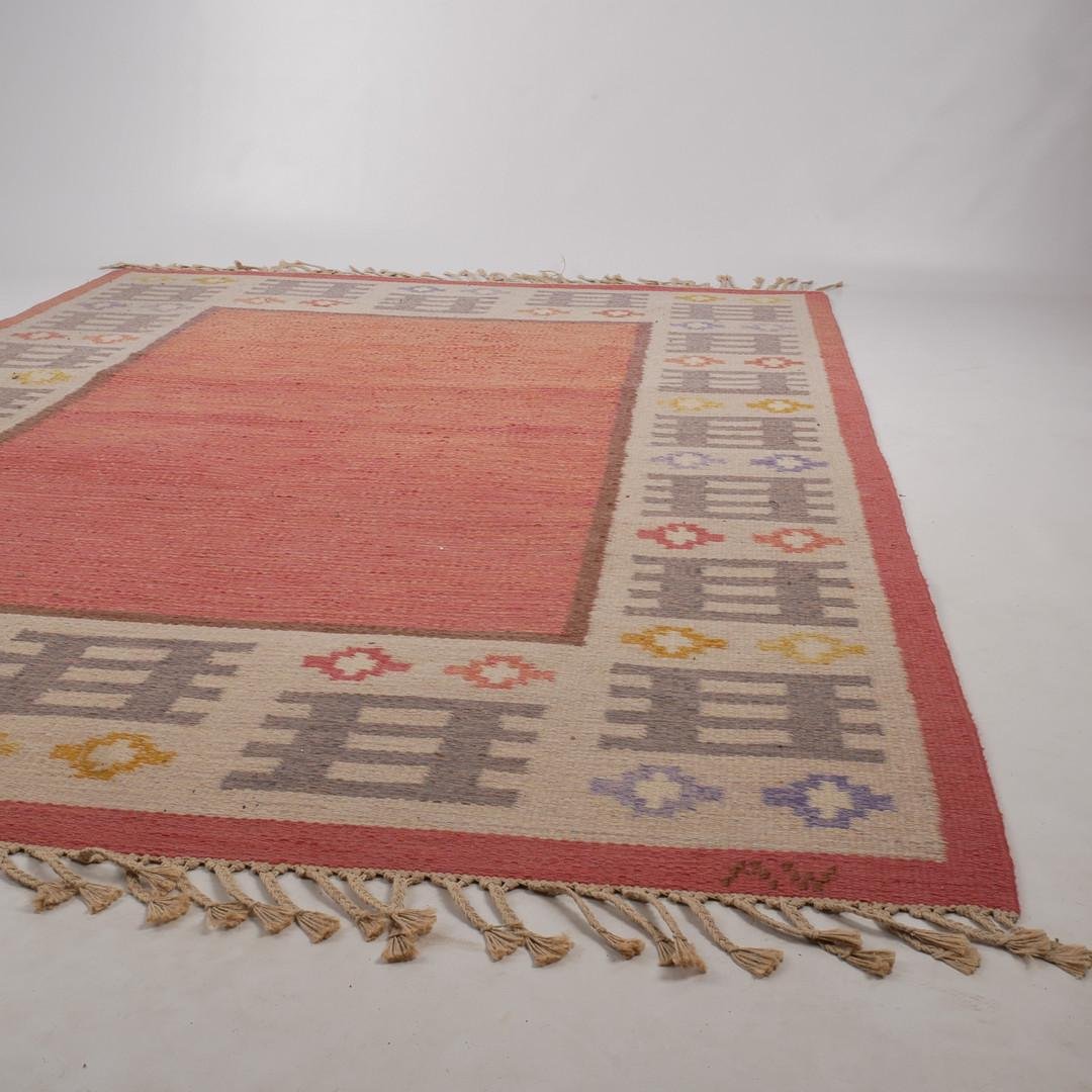 Scandinavian Modern Pink Rölakan Flatweave Rug by Alice Wallebäck ...