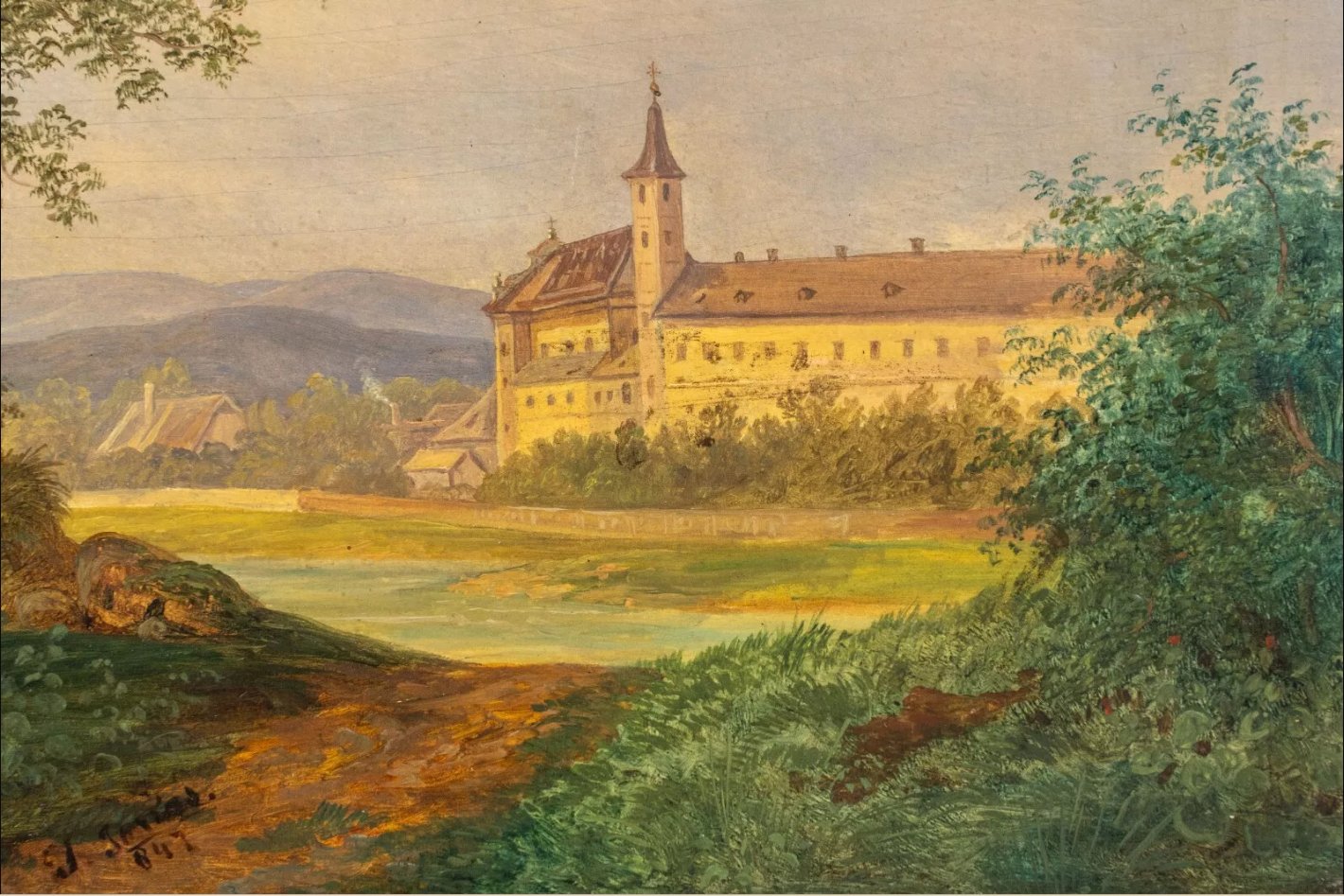 Josef Jonas, View of the Mariabrunn Monastery on the Vienna River