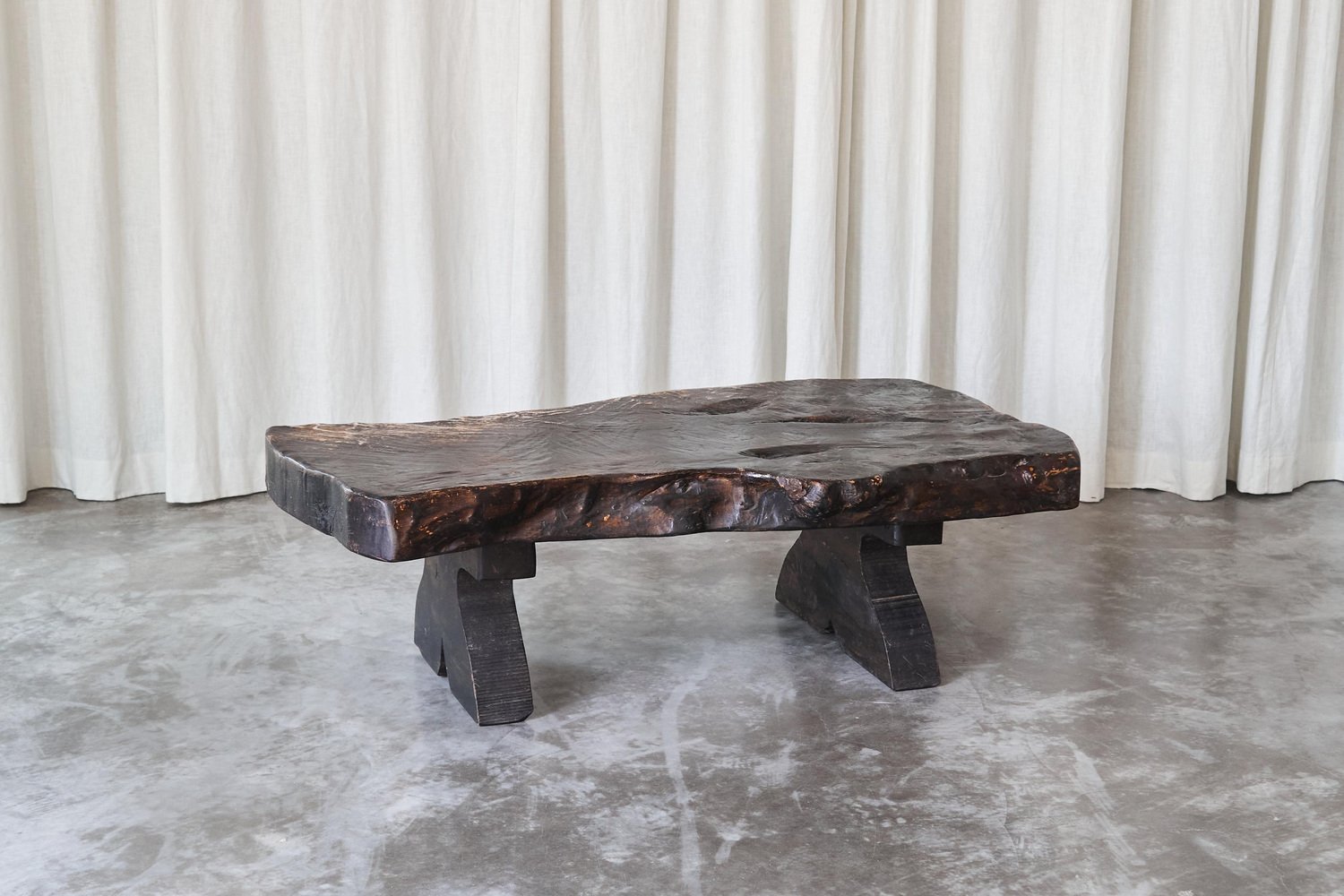 Wabi Sabi Live Edge Coffee Table in Dark Stained Wood, 1960s for sale — free download