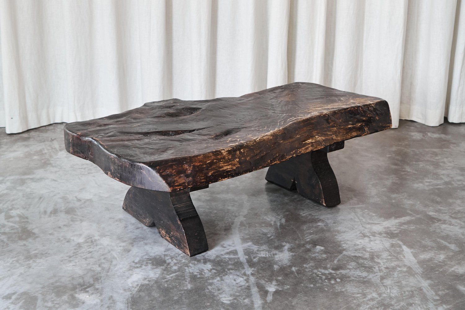 Wabi Sabi Live Edge Coffee Table in Dark Stained Wood, 1960s for sale — free download