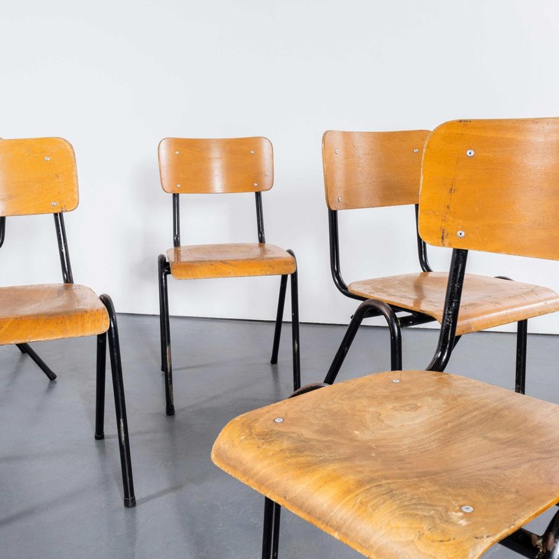 Vintage French Stacking Chairs in Black, 1960s for sale at Pamono