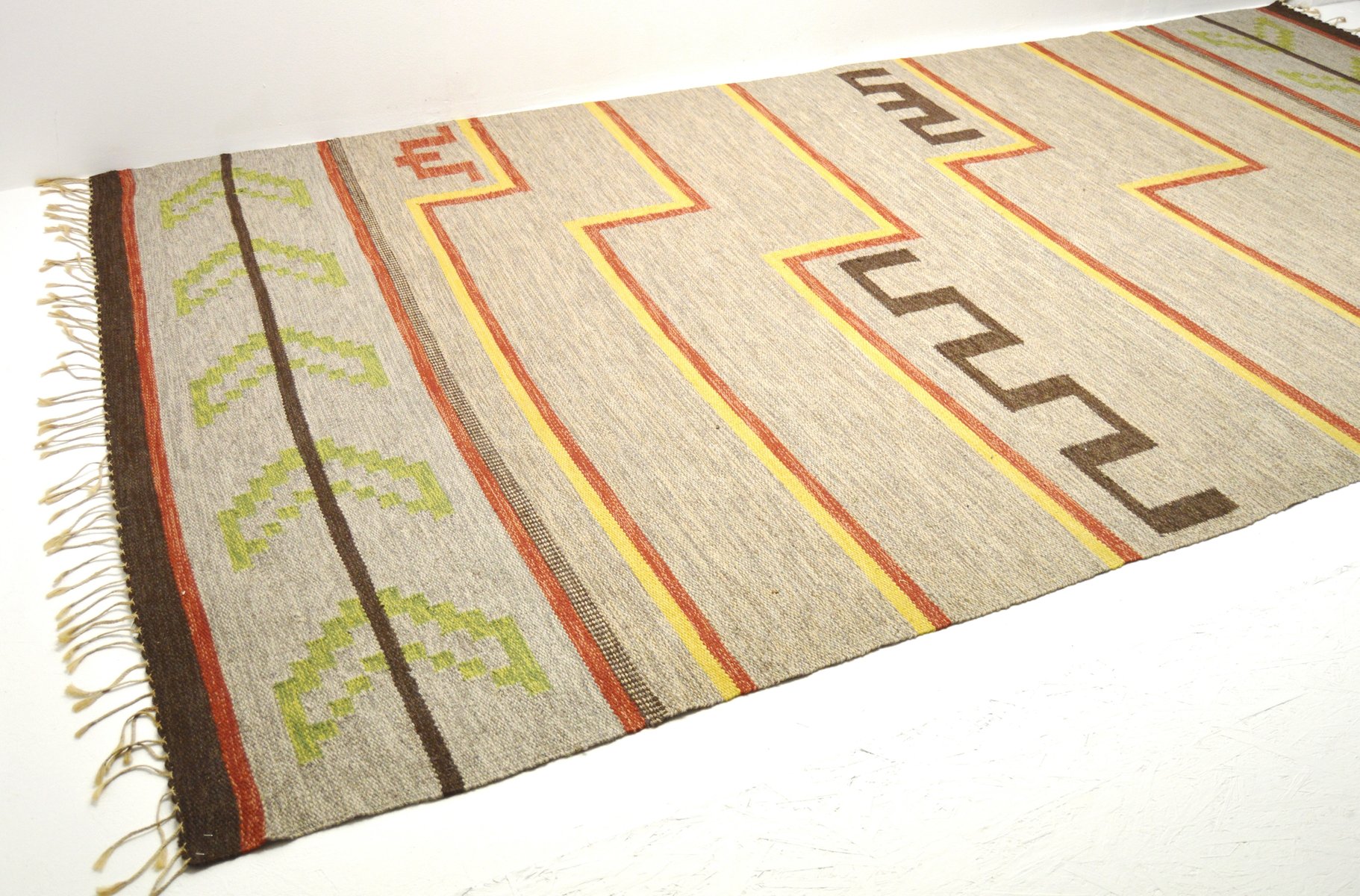 Vintage Large Swedish Flat Weave Carpet for sale at Pamono