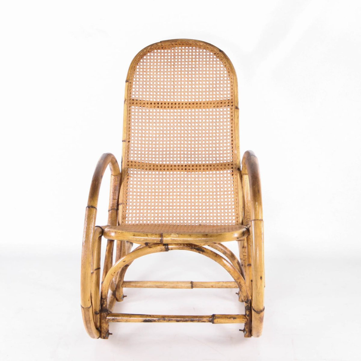 Vintage Rattan Rocking Chair, 1970s for sale at Pamono