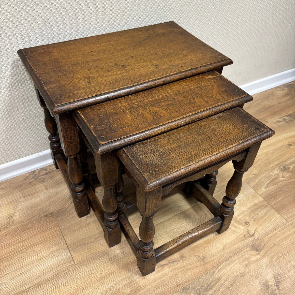 Antique Oak Nesting Tables, Set of 3 for sale at Pamono
