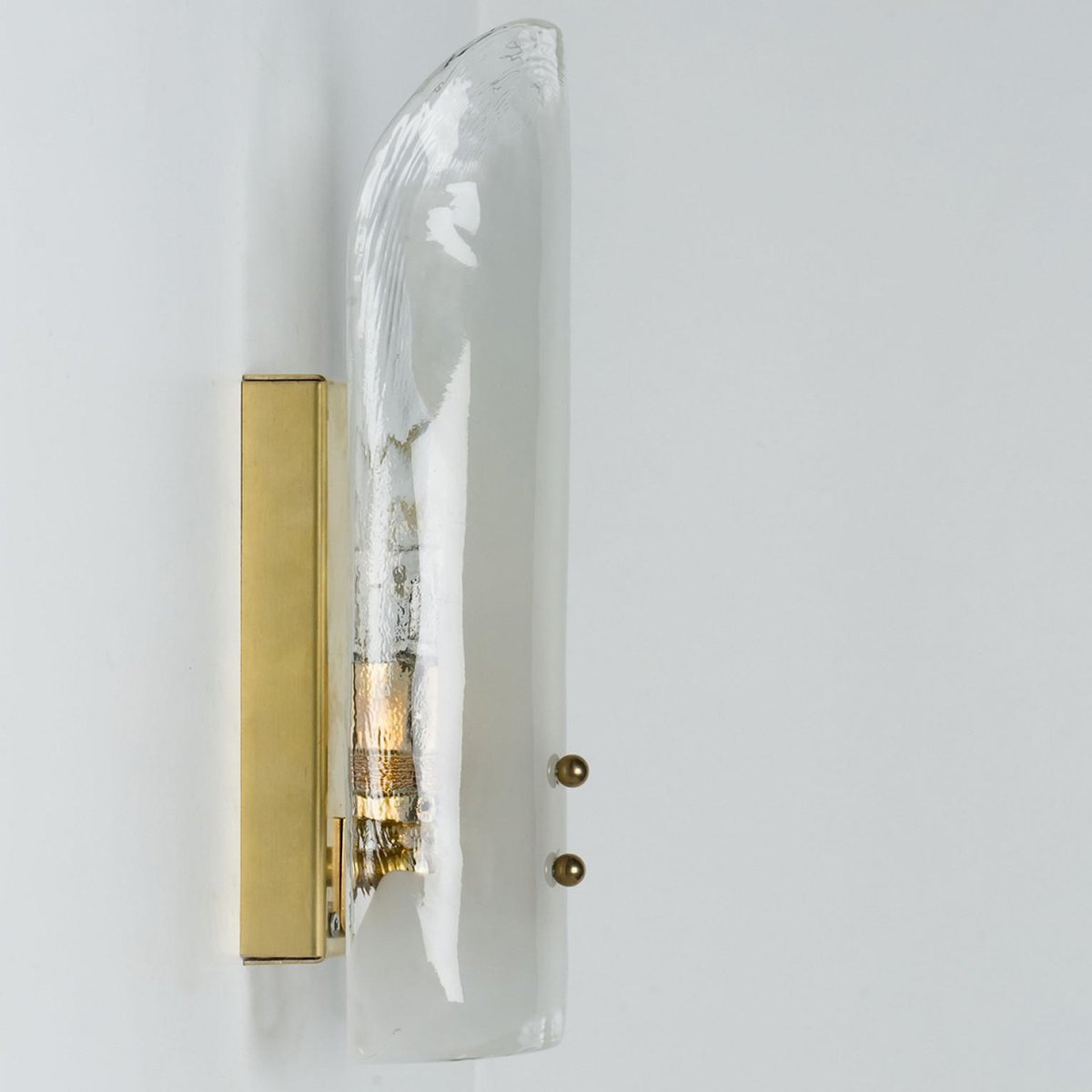 Large Brass and Hand Blown Glass Wall Lights attributed to J.T. Kalmar