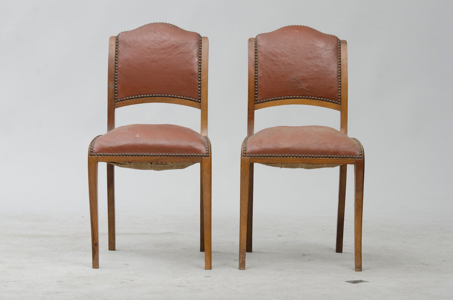 Vintage Art Deco Walnut Dining Chairs, Set of 6 for sale