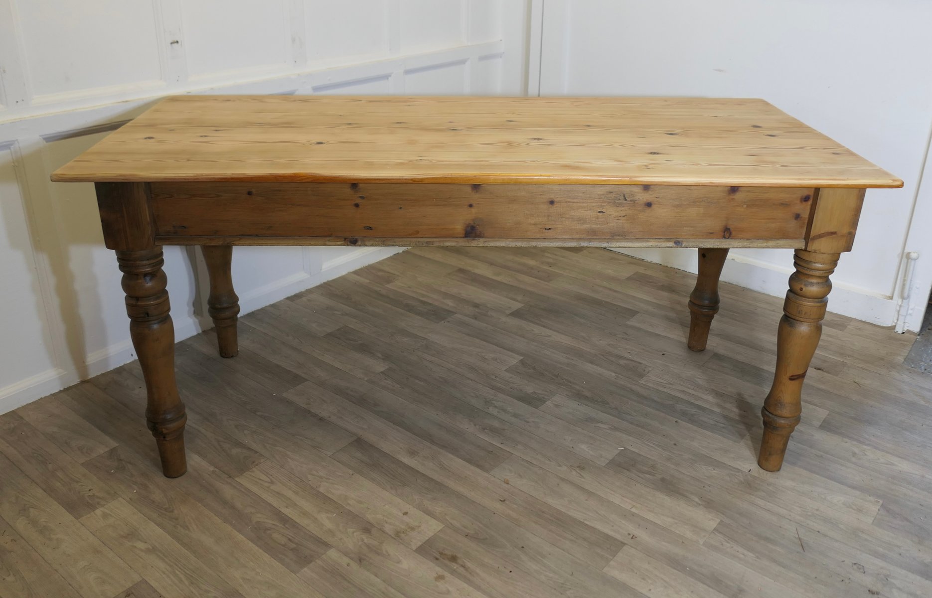 Pine Farmhouse Kitchen Table with Side Drawer, 1890s for sale at Pamono