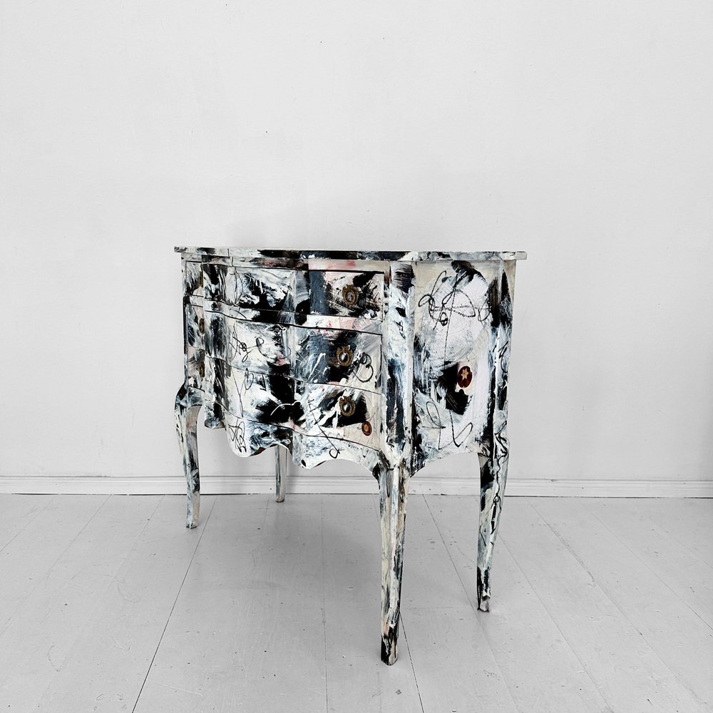 Baroque Abstract Painted Commode in Black and White by Felix Bachmann ...