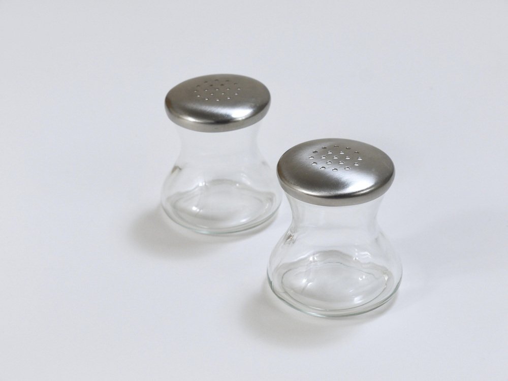 Mid-Century Salt Pepper Shakers with Tray attributed to Wilhelm