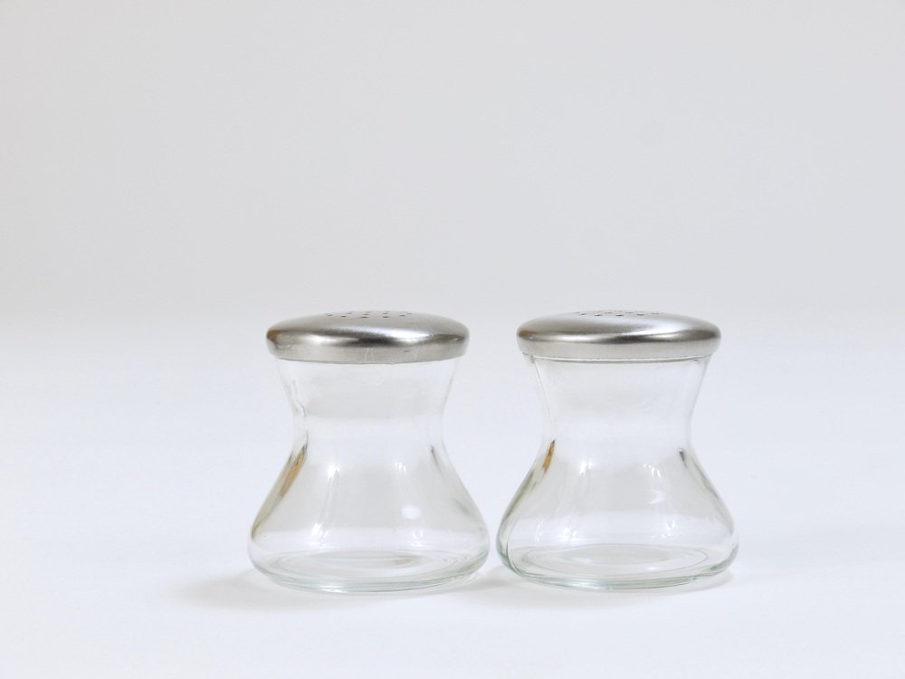 Mid-Century Salt Pepper Shakers with Tray attributed to Wilhelm