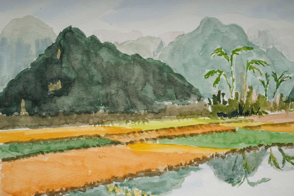 Evelyne Luez, Rice Plantation in an Asian Landscape, 20th Century ...