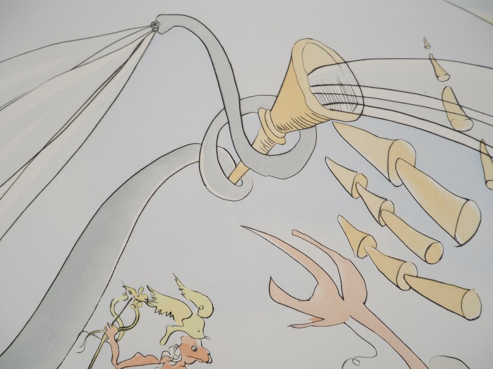 Lithographie Encadrée Le Rhinocéros – Salvador Dalí – Signée – Années 1970