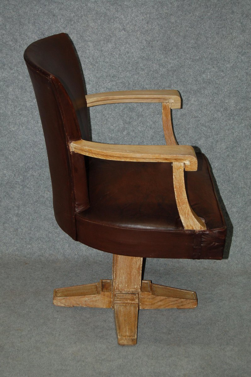 Art Deco Leather Office Chair, 1930s for sale at Pamono