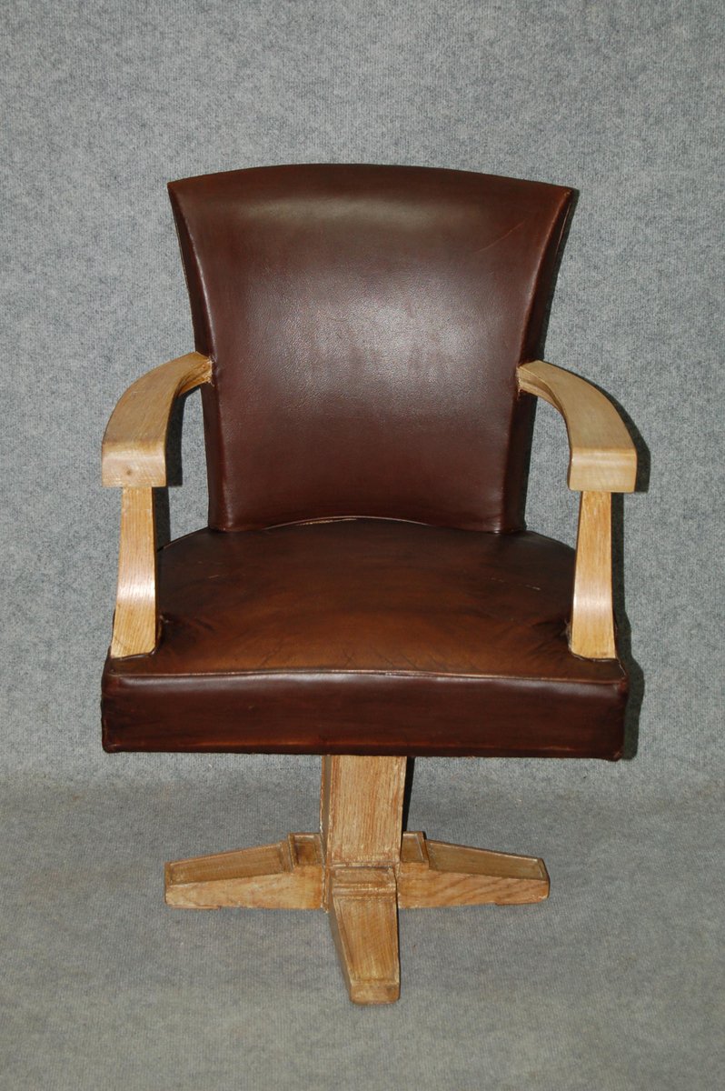 Art Deco Leather Office Chair, 1930s for sale at Pamono