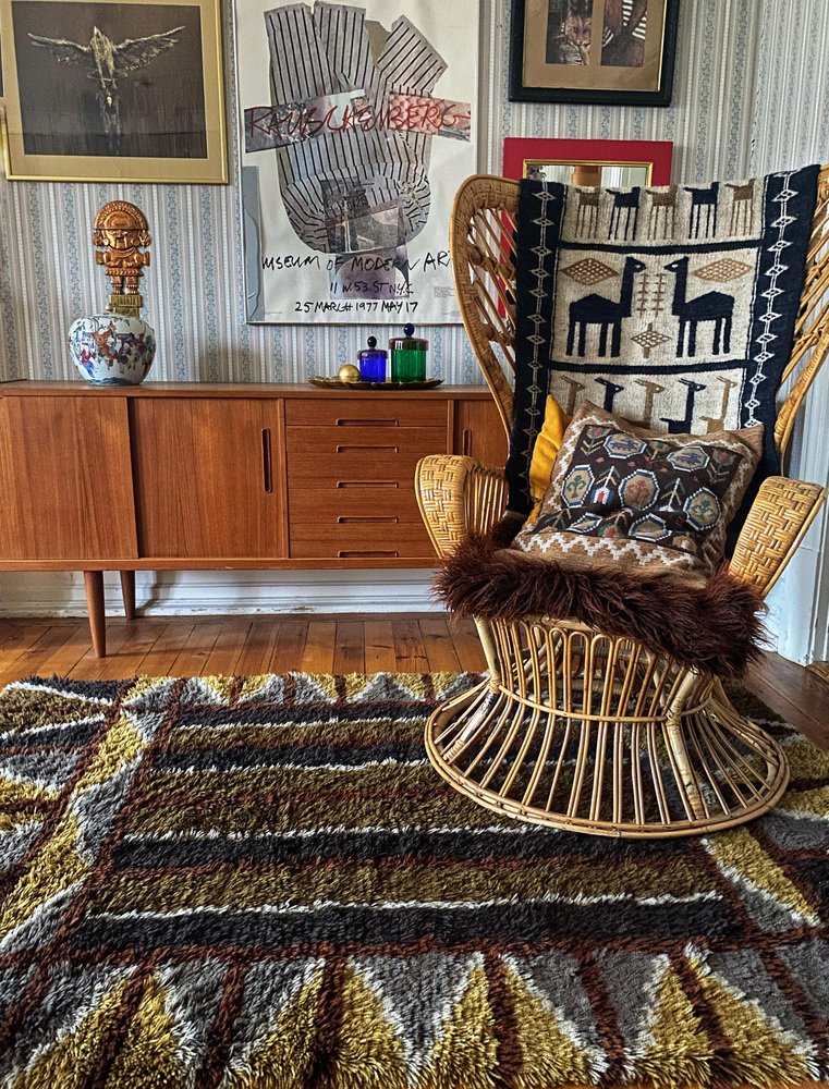 Mid-Century Modern High Pile Rya Rug, 1960s for sale at Pamono