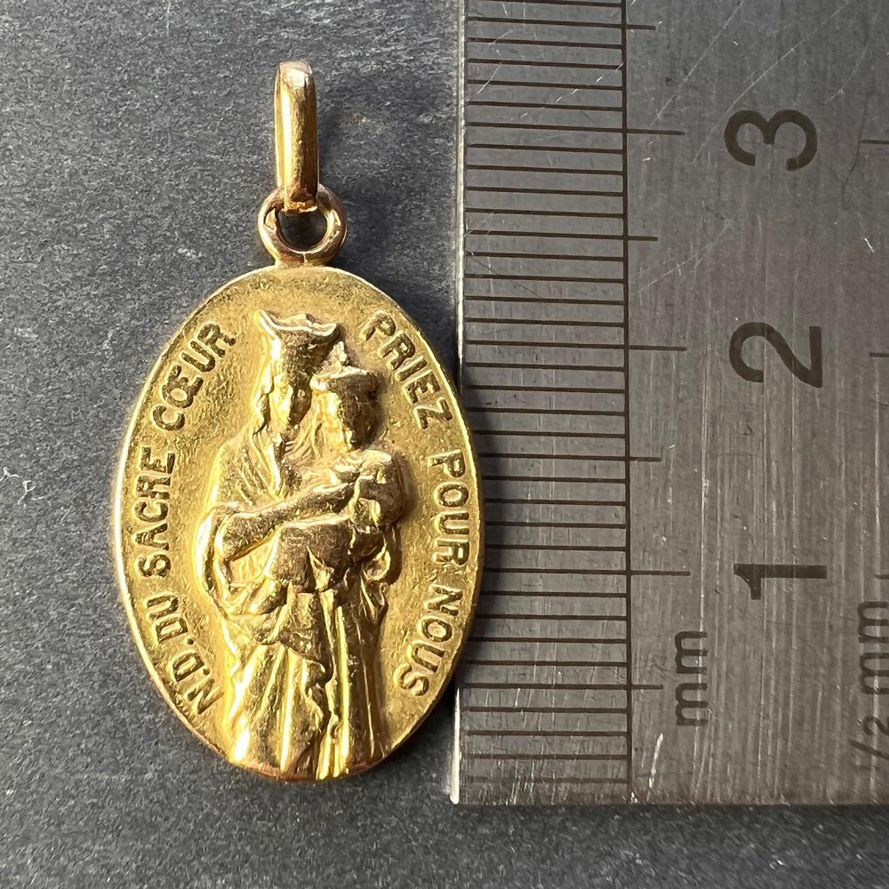 French Notre Dame Du Sacre Coeur 18 Karat Yellow Gold Charm Pendant ...