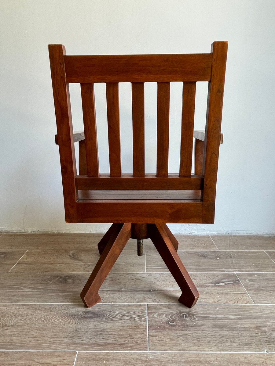Vintage Wooden Swivel Chair for sale at Pamono - Handcrafted Wooden Swivel Chairs With Wheels
