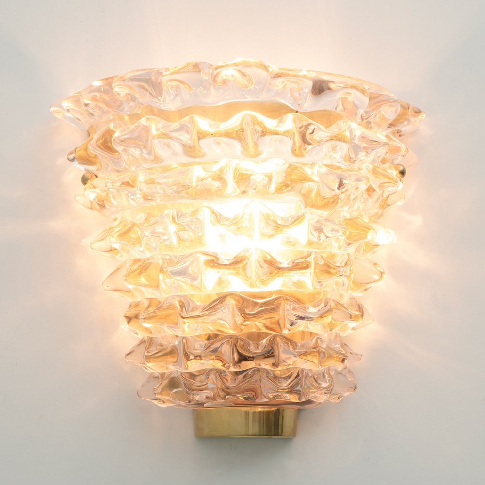 Mid-Century Modern Italian Rostrato Murano Glass Sconces from Barovier ...