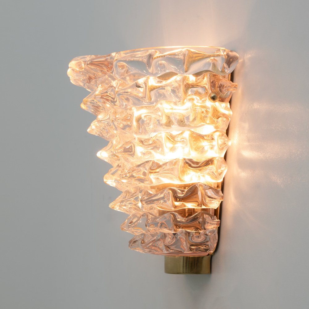 Mid-Century Modern Italian Rostrato Murano Glass Sconces from Barovier ...