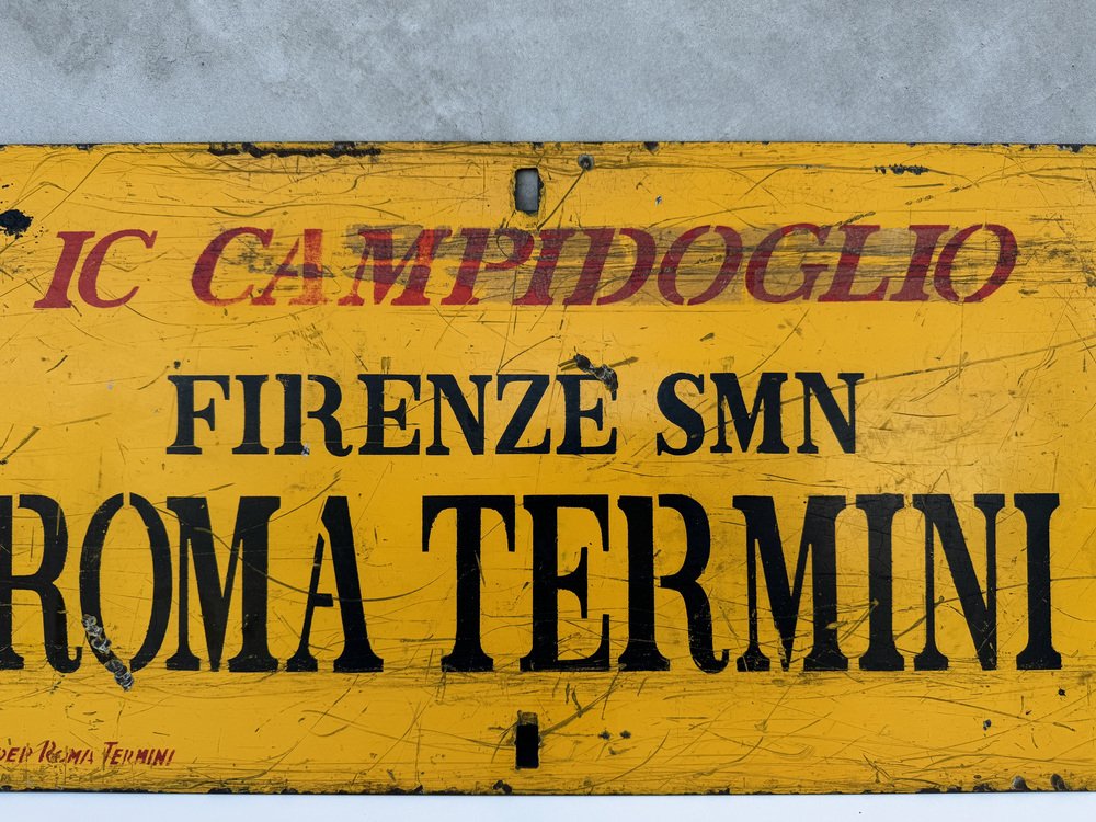 Liverpool Sign Roma Italian Vintage Italian Double-Sided Metal Train Route Sign: Roma Termini to ...