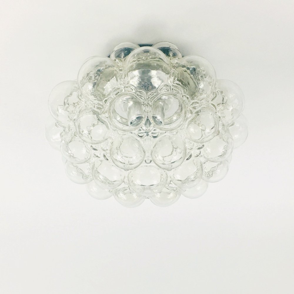 Plafonnier Vintage En Verre Bullé Style Massif - Design Type Helena Tynell - Occasion En état De Fonctionnement