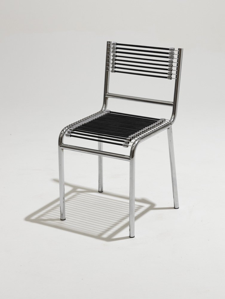 Steel and Elastic Rope Chairs by René Herbst, 1970s for sale at Pamono