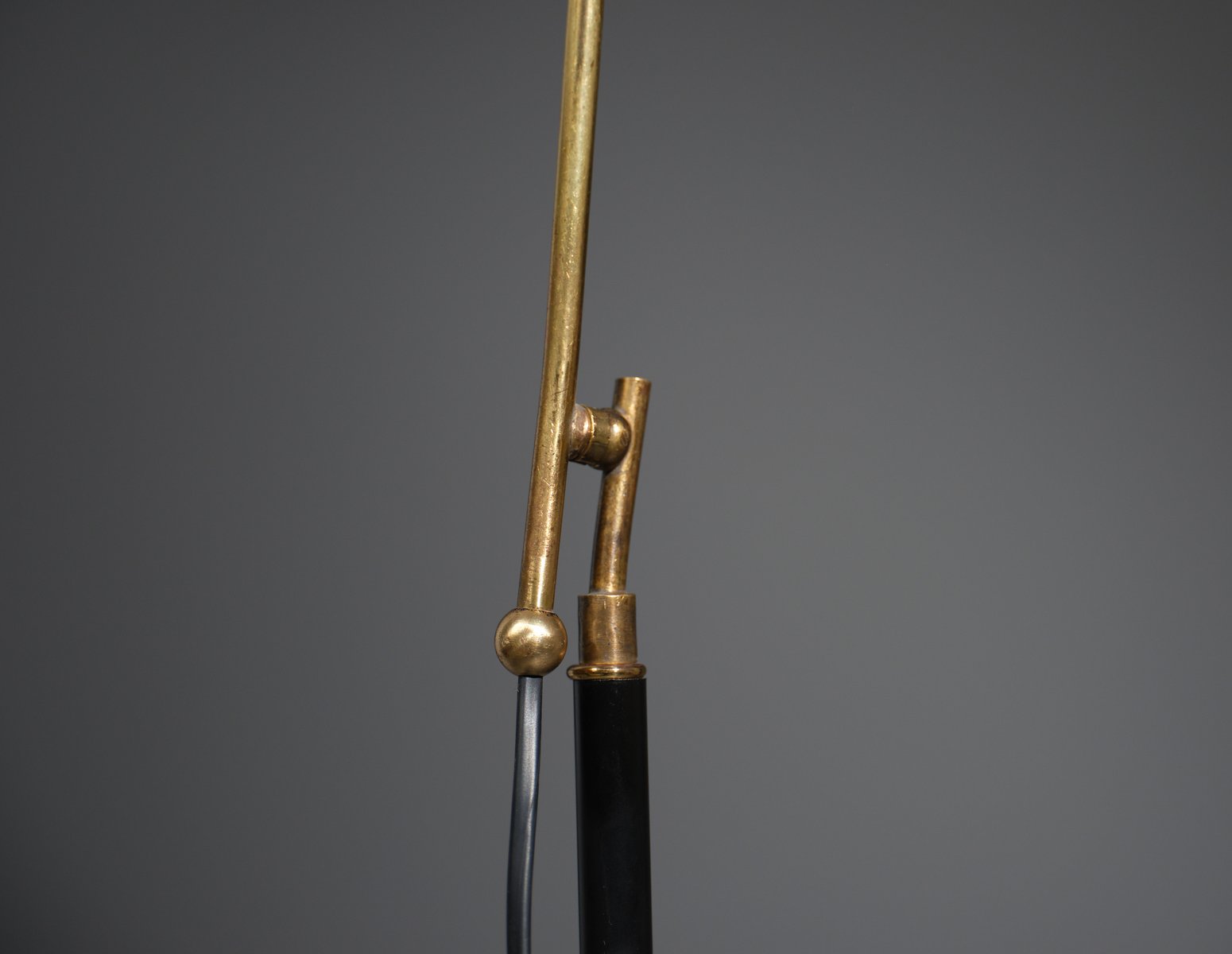 Italian Floor Lamp with Enamelled Metal Shade and Brass Accents, 1950s ...