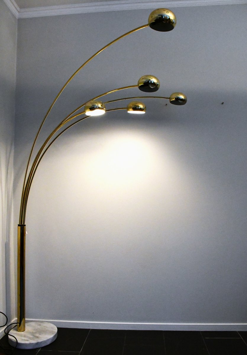 Vintage Swedish Five Arm Brass and Marble Base Floor Lamp, 1980s for ...