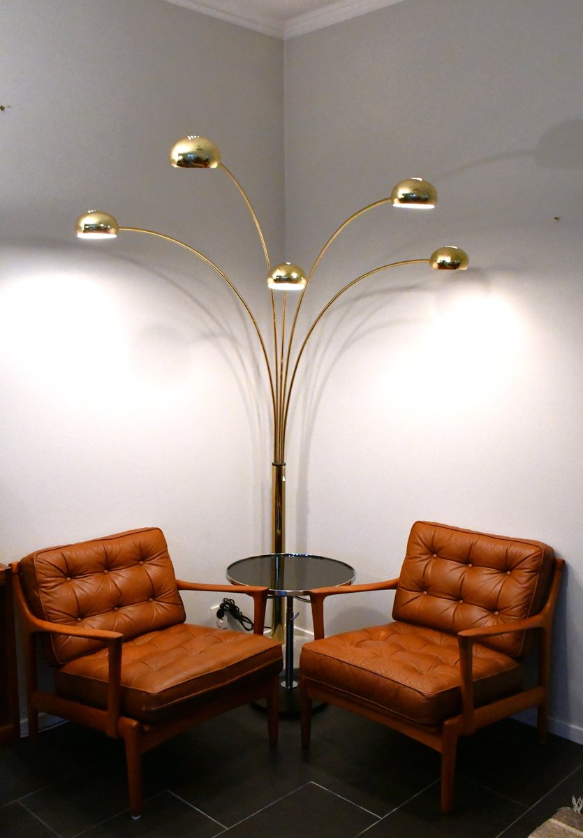 Vintage Swedish Five Arm Brass and Marble Base Floor Lamp, 1980s for ...