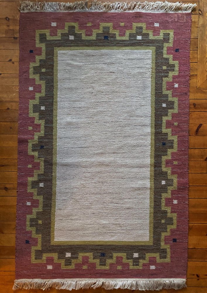 Modern Scandinavian Rölakan Pink and White Flatweave Rug, Sweden, 1960s ...