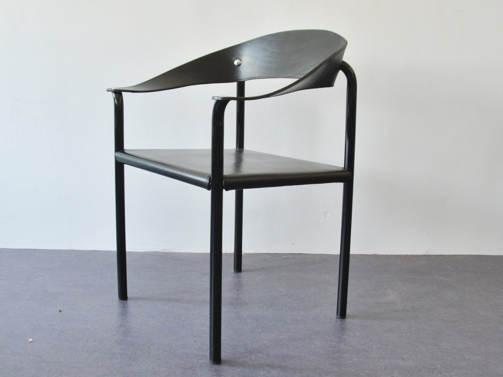 Vintage Black Leather Lacquered Metal Dining Chairs Set Of Vintage Black Leather Lacquered Metal Dining Chairs Set Of 4