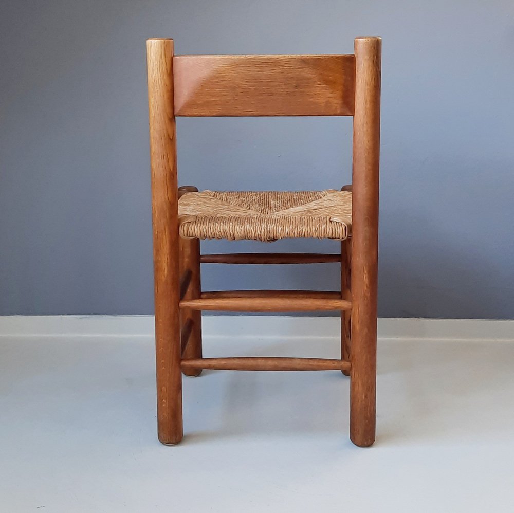 Chaise De Bar Brutaliste Rustique - Bois Massif Et Acier, 75cm, Intérieur